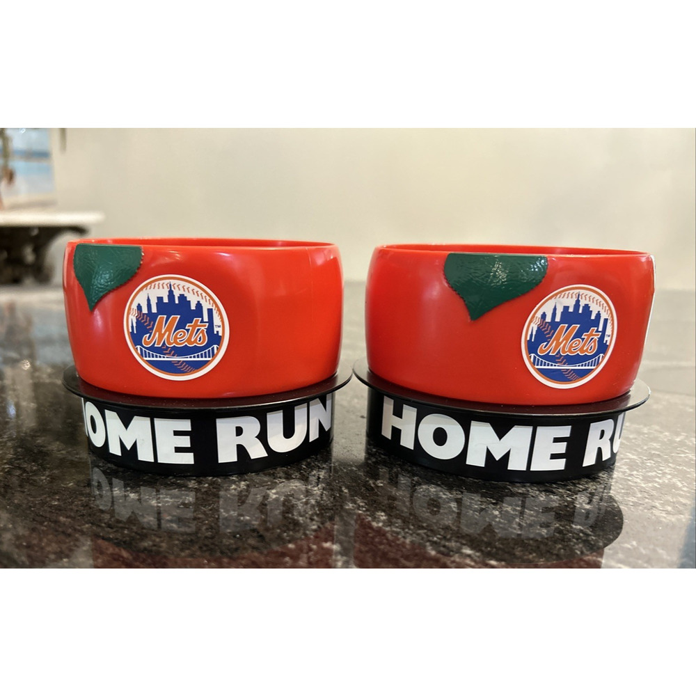 Lot Of 2 NY New York Mets Home Run Apple Bowl Souvenir Ice Cream Cup